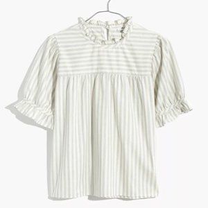 Madewell Ruffle-Neck Keyhole Top in Stripe